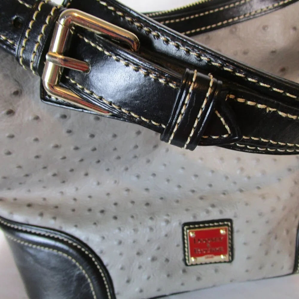 Dooney & Bourke Embossed Ostrich Style Leather Bag, Wallet, Checkbook Cover EUC